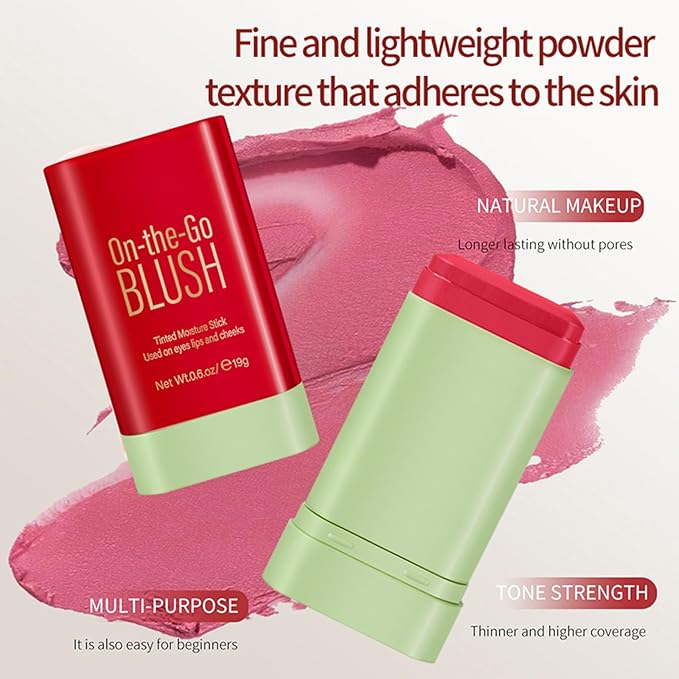 3Pcs 3-in-1 Multi-Use Makeup Stick Tinted Moisturizer Blush for Cheeks, Lips & Eyes Waterproof, Long-Lasting Natural Nude Look 3 Colors(Pink+Hot Red+Coral Orange)
