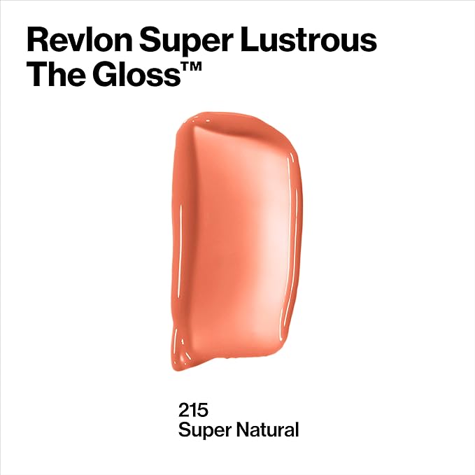 REVLON Super Lustrous Lip Gloss,Non-Sticky,Hydrating,High Shine Finish,215 Super Natural,0.13 oz,(Pack of 2)