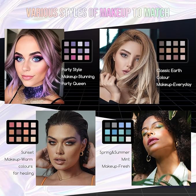 Color Nymph All in One Girls Makeup Sets for Any Ages, Teen Makeup Kits for Beginner with Green Case, Eyeshadow Palettes Blush Lipgloss Eyeliner, Cosmetics Gift Set for Birthday