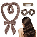 Heatless Curls Overnight Headbands for Women, Hair Rollers with Scrunchies and Clip, Soft Velvet Heatless Hair Curler for Long Hair, No Heat Damage to Hair (Brown)