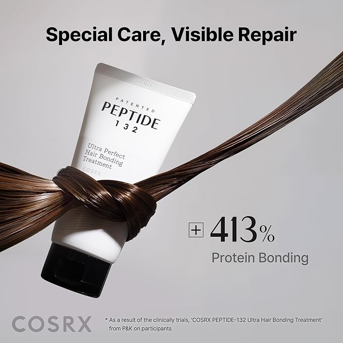 COSRX PEPTIDE 132 Hair Bonding Repair Treatment - Deep Conditioner Hair Mask for Damaged, Dry Hair, Repairs Breakage & Split Ends, For All Hair Types – 4.05 fl oz