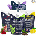 FOOT CURE Premium Epsom Salt Foot Soak - Tea Tree Oil Foot Soak for Athletes - Relaxing Foot Bath with Fungal Support - Foot Soaking Salts & Oils - Soothing for Tired Feet & Calluses (Pack of 4)