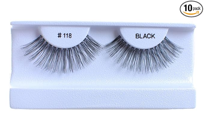10 Pairs 100% Human Hair False Eyelashes Natural Black #118