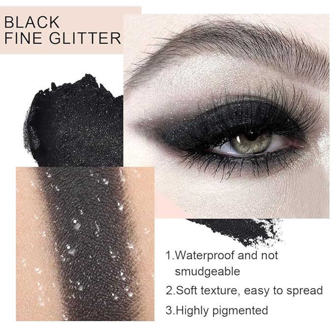 Eyeshadow Single Matte, High-Pigment Monochrome Eye Shadow Pressed Powder, Everyday Velvety Silky Eye Makeup Looks, Professional Long-Lasting Waterproof Single Eyeshadow Palette, Smoky Black 03