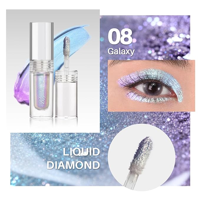 Duochrome Glitter Eyeshadow,Metallic Color Shifting Liquid Eyeshadow, High Pigment Quick Drying Waterproof Long Lasting, Vegan & Cruelty-Free #08