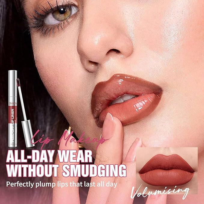4Pcs Peel Off Lip Liner Stain Set - Long-Lasting, Smudge-Proof, Waterproof Nude Matte Lip Tint, Non-Fading Peel Off Brown Lip Line Color, Effortless Precision & Full Coverage, Overline Lip Combo