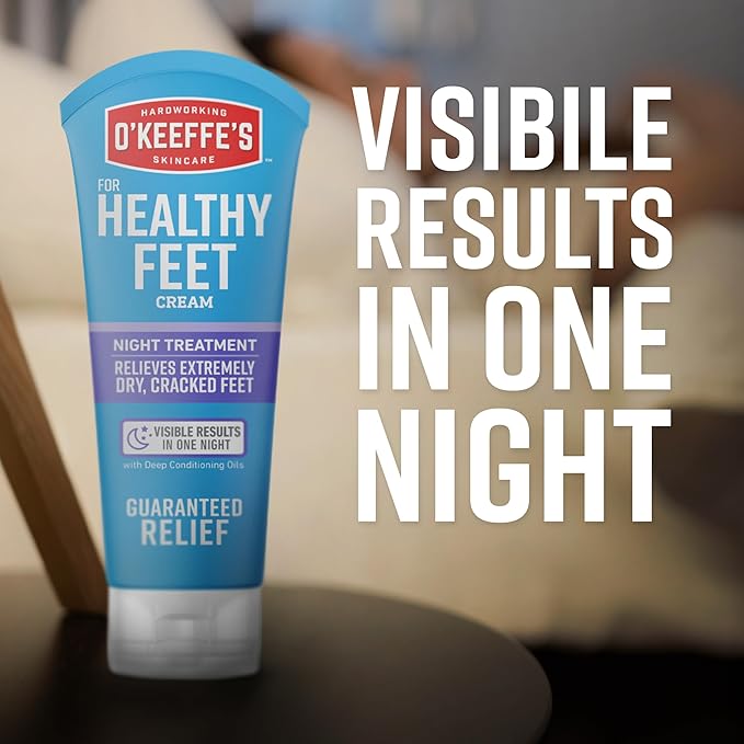 O'Keeffe's for Healthy Feet Night Treatment Foot Cream - 7 oz Tube (2 Pack) - Guaranteed Overnight Relief for Extremely Cracked, Dry Feet, Repairing Skincare, Instantly Boosts and Retains Moisture Levels