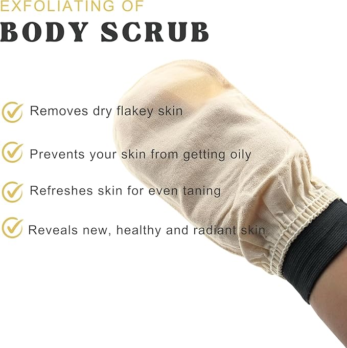 Turkish Hammam Cream Exfoliating Kesse & Body Loofah & Face Loofah, for Shower Exfoliating Mitt Body Scrubber Skin Exfoliator & Dead Skin Remover for Women & Men 3 Count (Pack of 1)