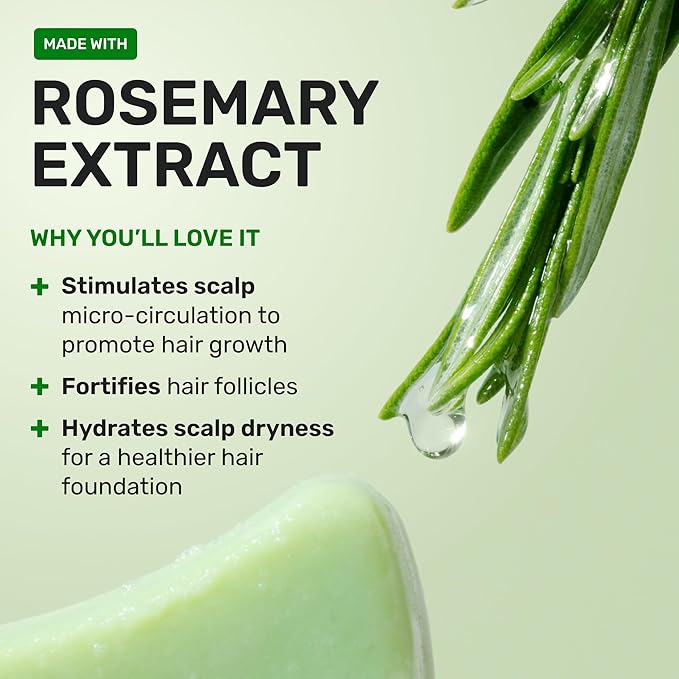 Ethique Rosemary & Amino Acids Strengthening Anti-Thinning Shampoo Bar – For Thicker & Fuller-Looking Hair - Plastic-Free, Vegan, Cruelty-Free, Color-Safe. 3.88 oz