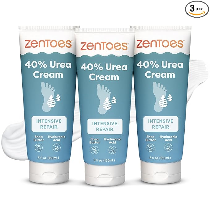 ZenToes Urea Cream 40 Percent for Feet | Foot Lotion for Dry Cracked Heels and Feet | Intense Dry Feet Softening and Hydration for Skin | Heel Balm and Moisturizing Care | 5oz, Pack of 3