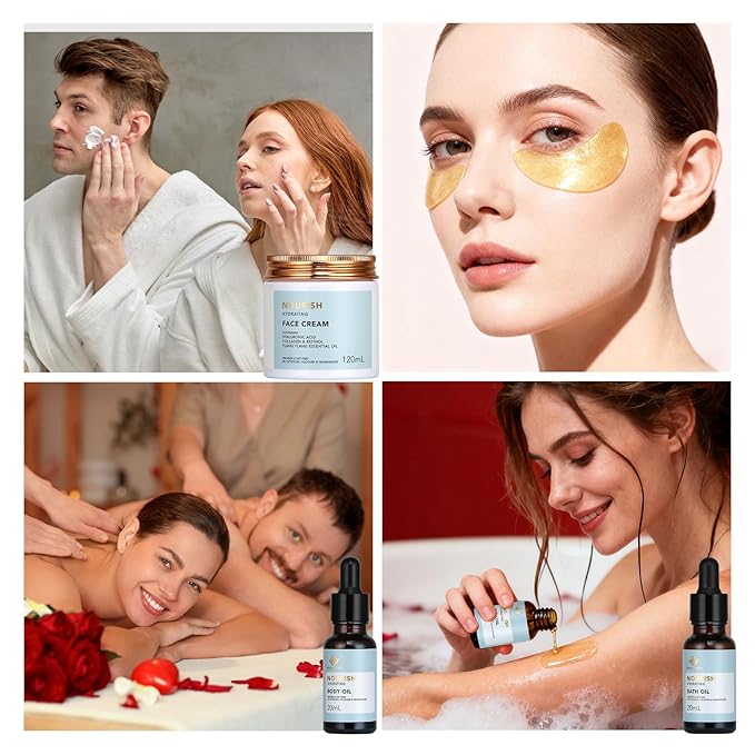 30pcs Mother's Day Gifts, Spa Gift Basket Set, Ylang Facial Skin Care Set for Men & Women, Face Cream, Serum, Shower Accessories, Clay Mask, Bath & Body Gift Set, Birthday, Christmas, Anniversary, Mom