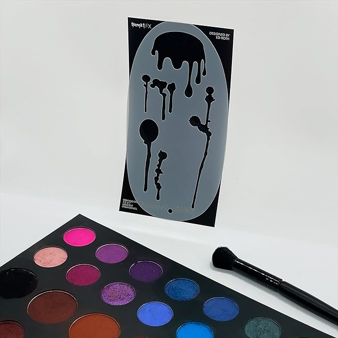 STENCIL1FX Graffiti Drips Tear Drop Blood Motif Eye Makeup Stencil for Costumes, Dress Up, Halloween, Cosplay, Face Painting, Raves, Festivals, Parades, Parties