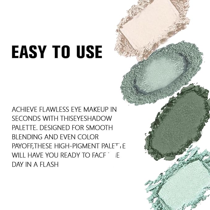 K'APEINE Eyeshadow Palette,Light Green Eye Shadow Matte Glitter Makeup Palette 4 Colors Sage & Olive Eye Makeup Shades Mini High Pigmented Long-lasting for Woman Girls Party,Music Festival, Stage