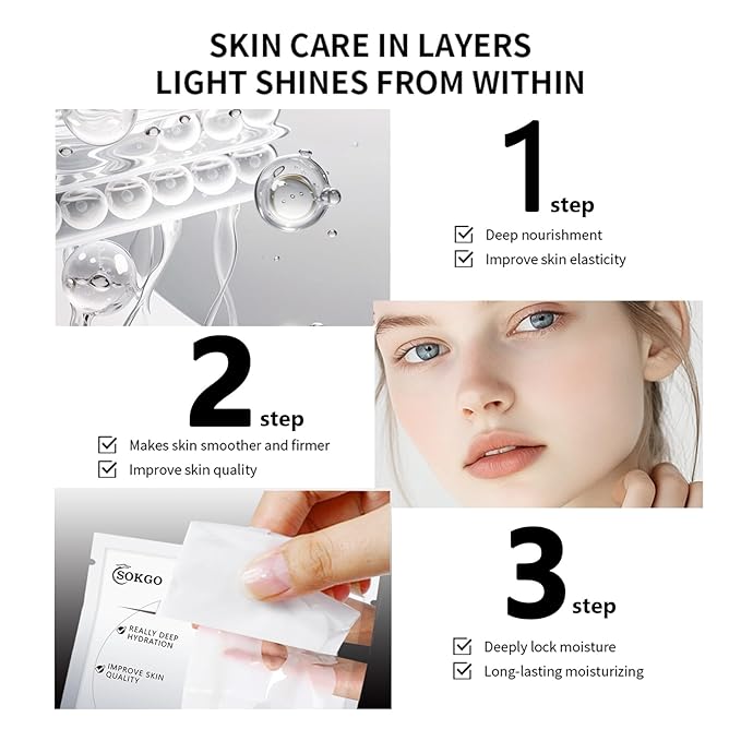 Sokgo Low Molecular Weight Collagen Overnight Hydrogel Mask, Enhances Skin Elasticity, Reduces Pores, Transforms from White to Transparent Upon Absorption Skin Care Treatment
