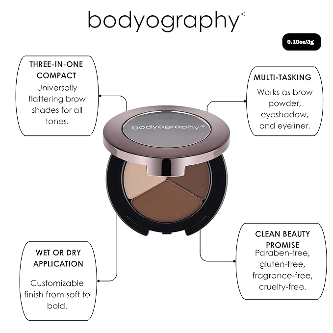Eyebrow Powder Trio – 3-Shade Brow Palette for Defining, Filling & Shaping Brows | Blendable, Long-Lasting Brow Powder Kit for Natural to Bold Looks