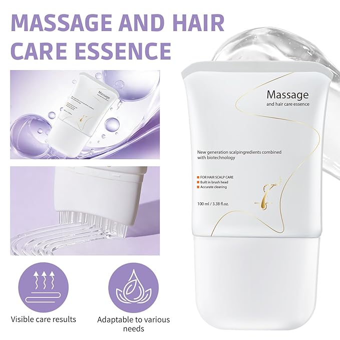Hair Growth Serum with Built-In Brush, Scalp Serum with Heart Leaf Exosomes & Echinacea & Green Tea Extracts For Hair And Scalp Care, 3.38 Fl. Oz