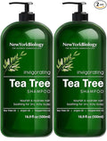 New York Biology Tea Tree Shampoo – Deep Cleanser – Relief for Dandruff and Dry Itchy Scalp – Therapeutic Grade - Helps Promote Hair Growth – 16.9 fl Oz - Pack of 2