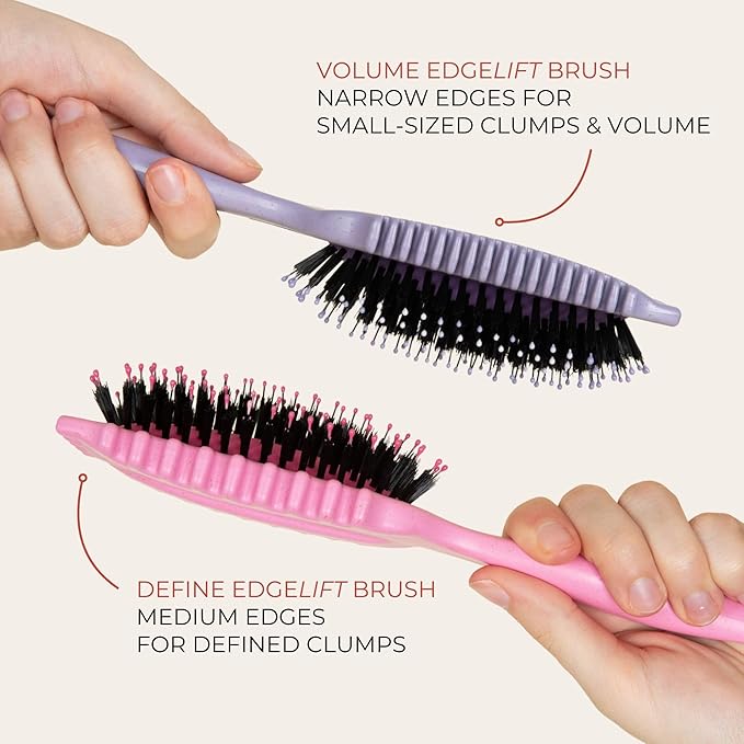 Bounce Curl Define EdgeLift Brush, 5-in-1 Tool for Effortlessly Defined Curls, Waves & Coils, Reduces Frizz - Pink