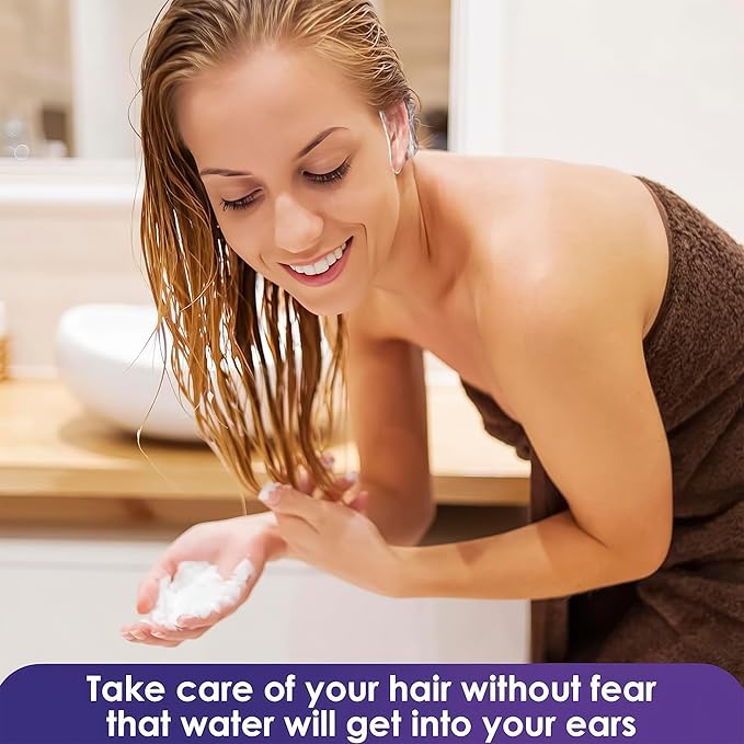 100 Pcs Ear Cover for Shower – Disposable Ear Covers for Hair Dryer – Easy to Stretch, Water-Resistant, Lightweight, Durable Plastic | Comfortable to Wear for Home, Spa, Travel, Hotel and Hair Dye Use