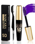Purple Waterproof Mascara for Eyelash, 5D Silk Fiber Lashes Extension Colored Tube Mascara with Eyelash Brush, Long Lasting Smudge-proof Volumizing Lengthening, Cosplay Party Eye Makeup Gift for Women