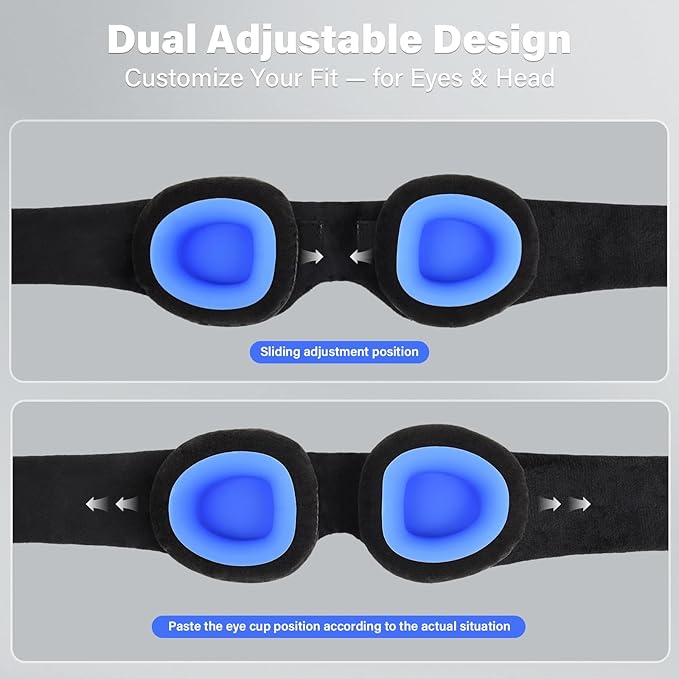 2026 Upgraded Sleep Mask for Dry Eyes, Moisture Goggles for Dry Eye Night, 100% Blackout Hydrating Sleep Goggles, Adjustable Strap, Soft Reusable Eye Mask for Sleeping & Travel – Grayish White