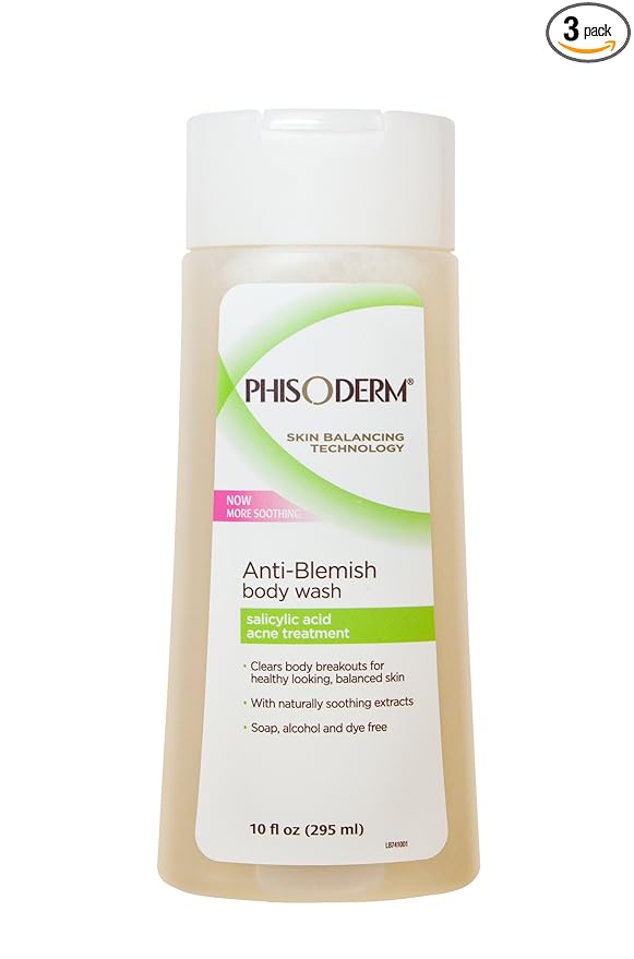Phisoderm Anti-Blemish Body Wash, 10-Ounce Bottles (Pack of 3)