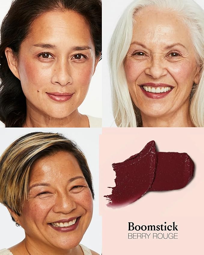 Boomstick Color® All-in-One Cream Blush for Cheeks, Eyes & Lips, Long Wearing, Blendable Makeup Blush Stick for Mature Skin, Cruelty Free Lip Cheek Tint with Skincare Benefits, Cindy Joseph (Berry)