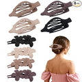 8 Pack Flat Hair Clips for Women – Matte Neutral Claw Clips & Flower Hair Pins Barrettes Set in Black, Blonde,Light Brown & Dark Brown for Thick & Thin Hair