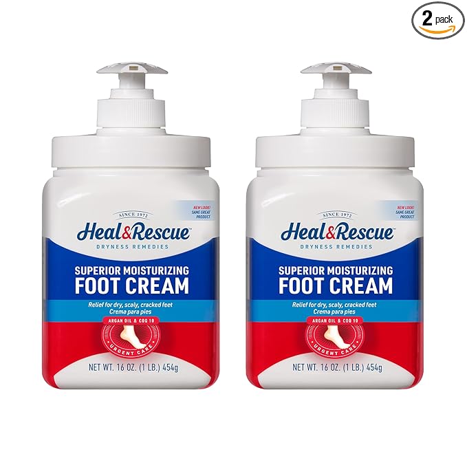 Heal&Rescue Heel Rescue Foot Cream 16 Ounce Bottle, 2 Pack, for Cracked, Calloused or Chapped Skin