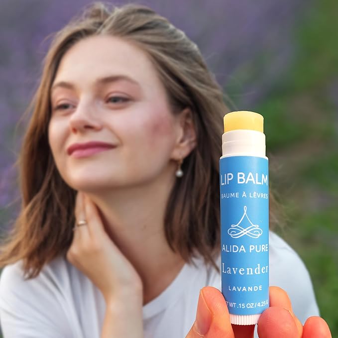 Lavender Lip Balm, Cruelty Free, Vegan, Beeswax Free, with Organic Jojoba and Avocado Oil, Vitamin E, Natural Moisturizer for Dry, Chapped, or Cracked Lips, 3 Tube Set