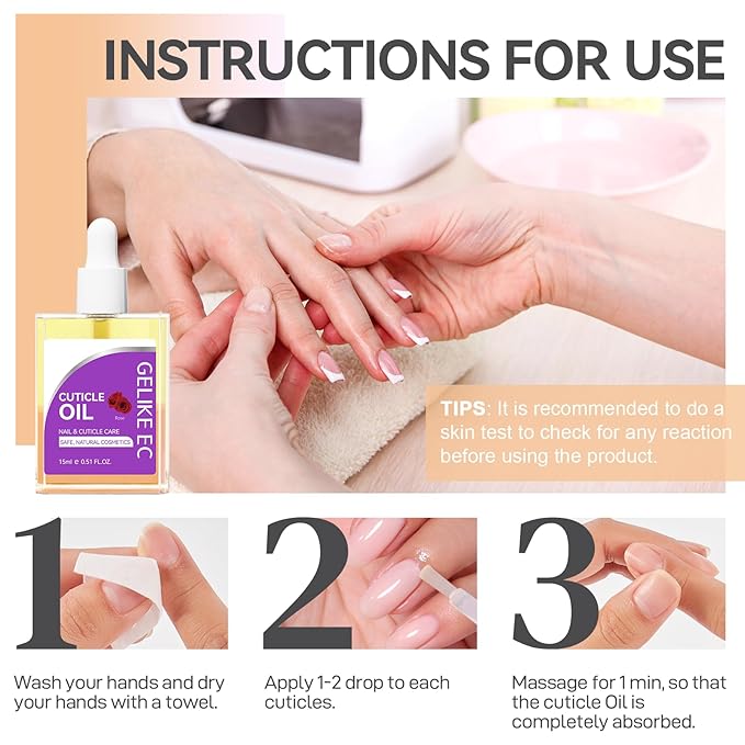 gelike ec Nail Cuticle Oil - Rose Scent Dual Color Nail Moisturizing With Natural Jojoba Vitamin B & E for Nail Bed ＆ Damaged Nails Repair Treatment - Cuticle Cream for Nail Growth and Strength