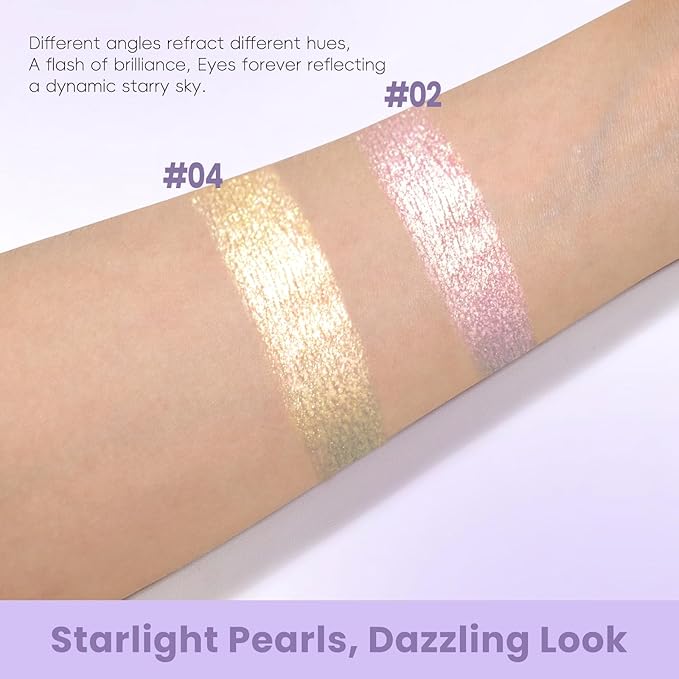 HOSAILY Holographic Light Pink Glitter Eyeshadow, Multichrome Shimmer Color Shifting Single Eyeshadow, Chameleon Metallic Iridescent Eye Shadow Palette Bouncy Texture Fairy Highlighter Makeup #2