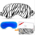 Sleep mask w/Cooling Gel Eye Mask, Heated Eye Mask for Sleeping, Reusable Ice Silk Stain Eye Cover Sleeping Mask for Travel, Home, Office, Yoga, Total Blackout, Stocking Stuffer (Zebra)