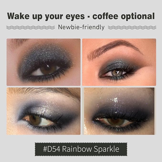 Refillable Eyeshadow Palette - Matte/Glitter/Duo-Chrome Pressed Powder & Cream Formula, Neutral/Shimmer/Smokey Multichrome, Travel-Friendly Iron Pan Refills (Glitter, D54)