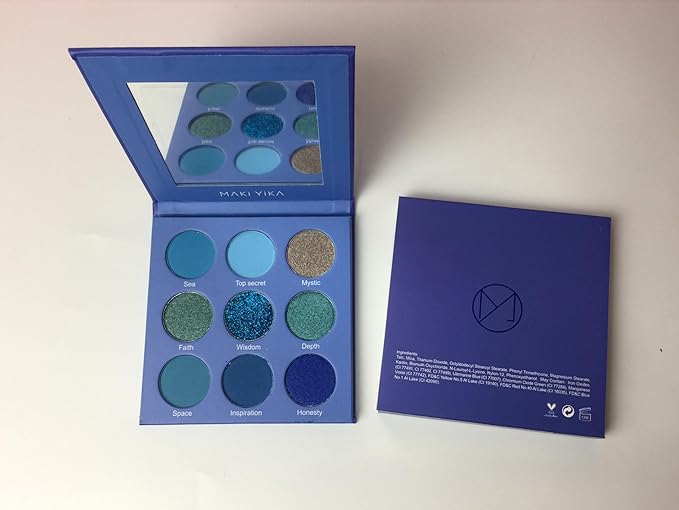 MAKI YIKA Blue Eyeshadow Palette for Women Blue Eye Shadow 9 Color Matte Shimmer Glitter Eye Makeup Palette Long Lasting Pigmented Eyes Makeup-9Blue