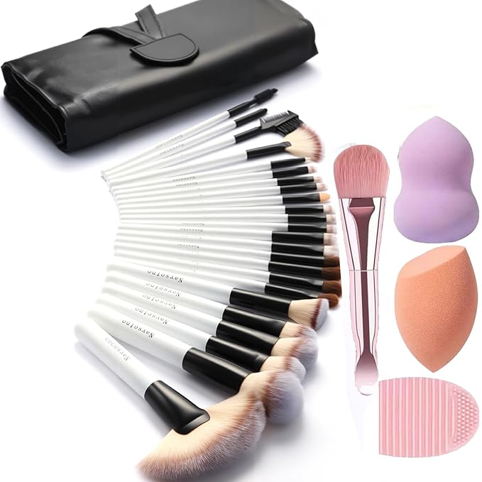 Makeup Brushes, Quality Make Up Brushes 28Pcs Makeup Brushes Set Professional, Beginner Make-up Sets With Case, Soft Brush Kits Sponges Masks Spatula,Travel-Friendly Women Girls Gift Sets