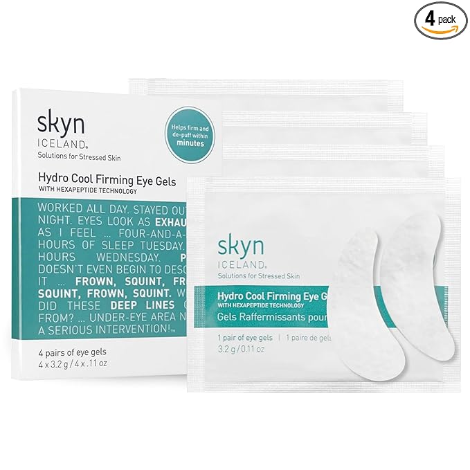 skyn ICELAND Hydro Cool Firming Under Eye Patches. Eye Gel Mask to Firm And Reduce Wrinkles, Fine Lines, Dark Circles, Puffy Eyes & Bags, 4 Pairs
