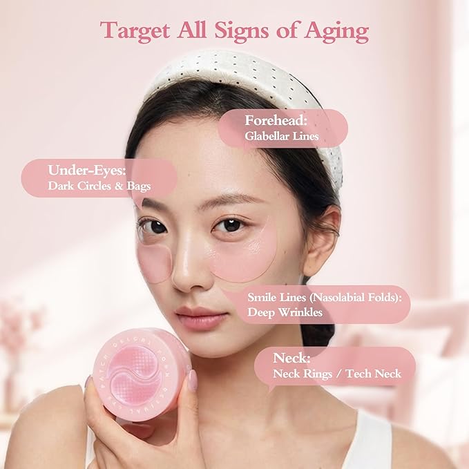 PDRN Eye Patches 5000ppm, Anti Smile Line & Wrinkle Under Eye Patches, Salmon DNA & Retinal Eye Mask for Puffy Eyes & Dark Circles, Eye Gels with Collagen & Peptides, 60 Pcs