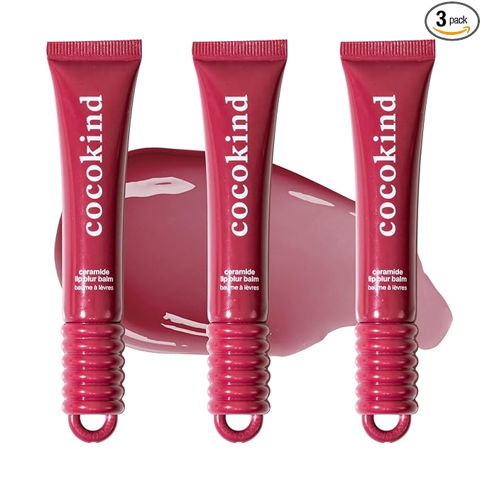 Cocokind Ceramide Lip Blur Balm, Be Bold - Burgundy Hydrating Lip Balm with Ceramides & Peptides, Made for Sensitive Skin & Lips, Unflavored & Fragrance-Free - 3 pack