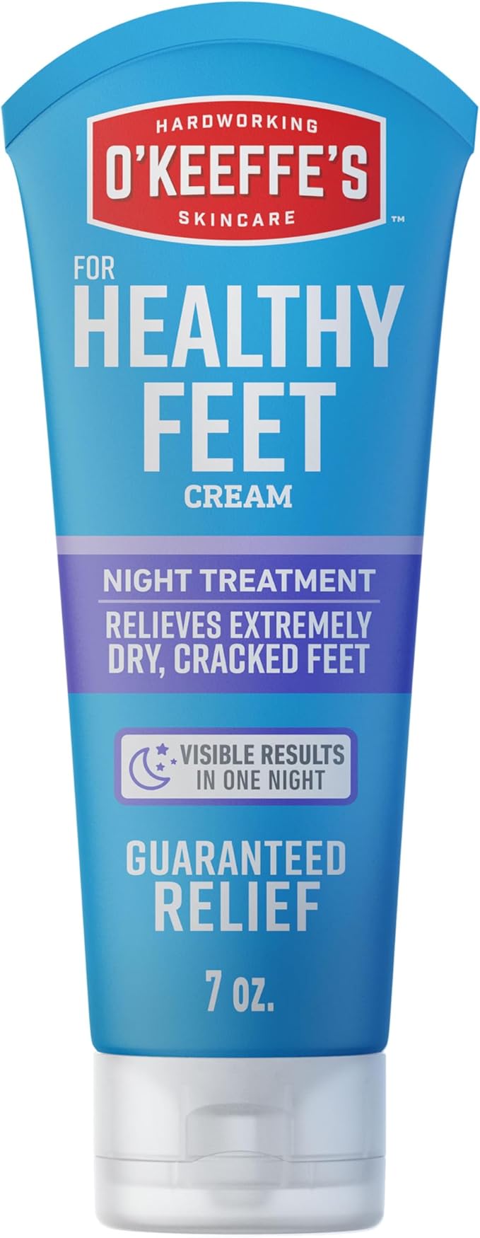 O'Keeffe's for Healthy Feet Night Treatment Foot Cream - 7 oz Tube (1 Pack) - Guaranteed Overnight Relief for Extremely Cracked, Dry Feet, Repairing Skincare, Instantly Boosts and Retains Moisture Levels