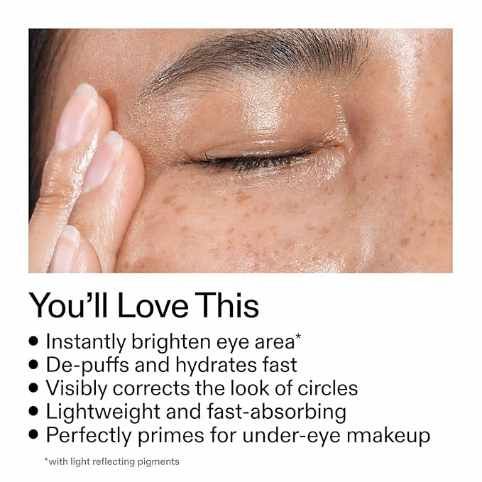 Under Eye Brightener Roller - Caffeine & Retinol Eye Serum for Dark Circles, Puffiness & Fine Lines, Travel Essential Vegan Skincare, Cooling Eye Massage, Dermatologist-Tested, 0.52 fl oz