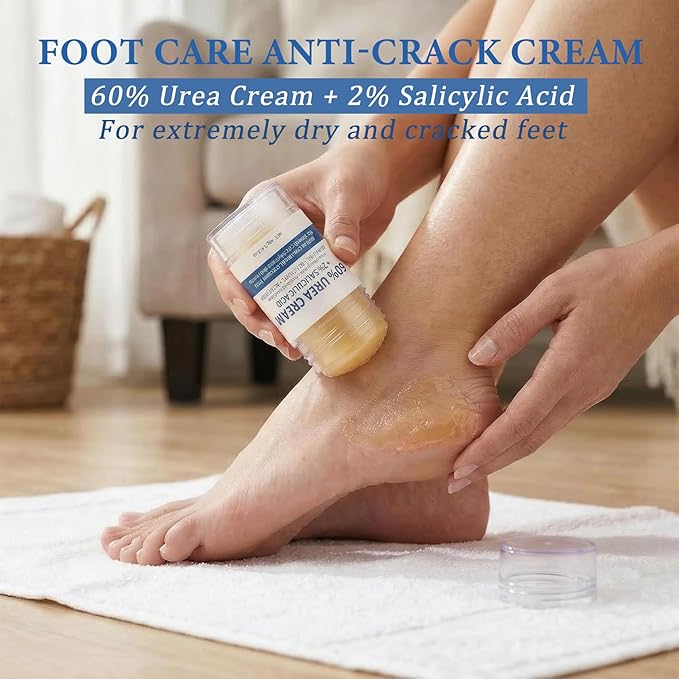 2Pack 60% Urea + 2% Salicylic Acid Foot Care Stick,Maximum Strength Urea Foot Cream,Deeply Moisturizes Cracked Heels,Dry Hands & Rough Knees,Exfoliates & Softens Skin Urea Foot Stick
