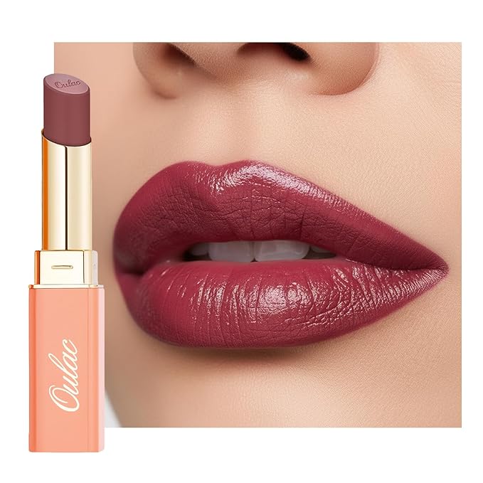 Oulac Plum Lipsticks for Women, Burgundy Matte Lipstick, Full Coverage Lip Color, Satin Matte Finish, Cream Texture, Hydrating, Infused with Hyaluronic Acid, Vegan & Clean Beauty 4g SG08 Bianca