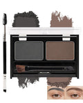 Eyebrow Powder Makeup Kit - Black + Dark Brown, 2 Color Eye Brow Powder Palette Waterproof Long-Lasting Brow Filler, Lightweight, Easy Blend, Natural Full Look with Brush, maquillaje para cejas-04