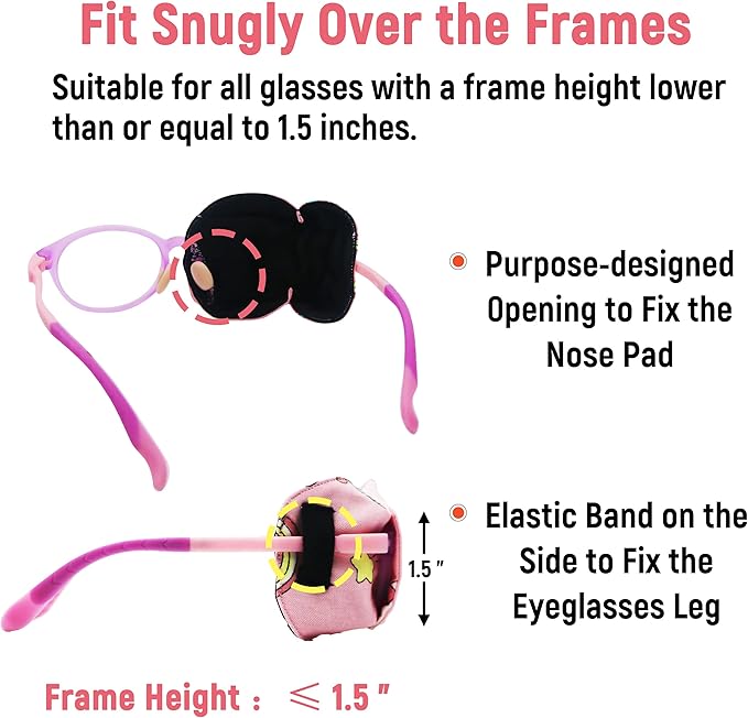 Astropic 3D Cotton & Silk Eye Patch for Kids | Girls Eye Patch for Glasses | Medical Eyepatch for Children with Lazy Eye (Blue Unicorn, Right Eye)