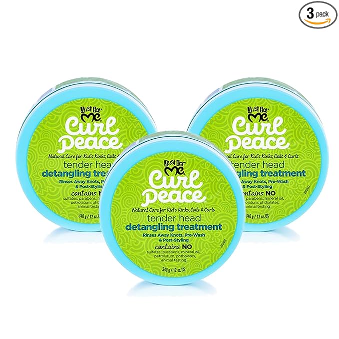 Just for Me Curl Peace Tender Head Detangling Treatment (3 Pack) - Rinses Away Knots, Pre-Wash, Post-Styling, Contains No Parabens, Sulfates, Mineral Oil, Petrolatum, or Animal Testing, 12 oz