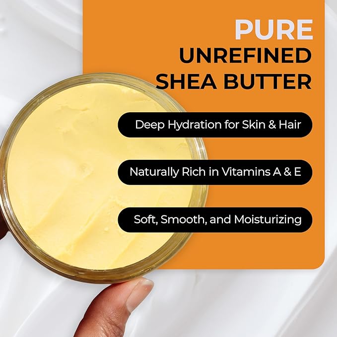 RA COSMETICS African Shea Butter Raw Unrefined from Ghana – 100% Pure Ivory Shea Butter for Skin, Hair & Body – Natural Moisturizer for Dry Skin & Scalp Care – Raw Shea Butter 8 oz