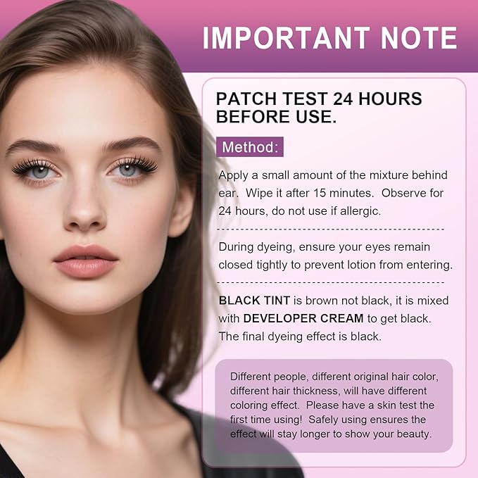 Eyelash & Eyebrow Color Kit, Professional Instant Black Lash & Brow Color Kit, Eye Lash & Eye brow Coloring Set with Natural Bushy Results, Easy to Use & Salon at Home 7ml (Black)