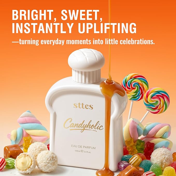 Sttes Candyholic Eau de Parfum for Women 3.4 Fl Oz / 100ml – Sweet Candy Perfume with Cotton Candy, Butterscotch & Vanilla, Candyholic Gourmand Fragrance, Long Lasting Women's Perfume Gift