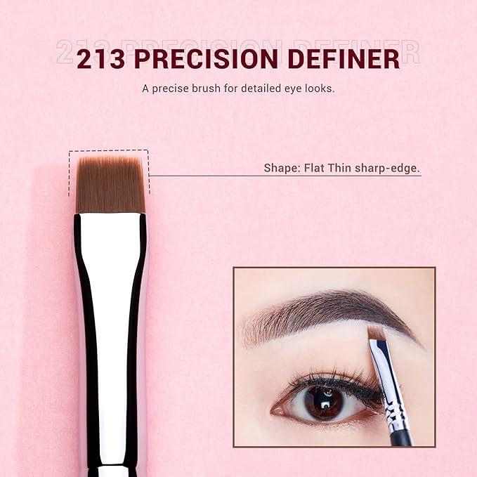Jessup Eyebrow Makeup Brush Set Professional, Precision Define Sculpt, Flat Angled Spoolie Brushes, Cruelty-Free Synthetic Bristles 3PCS, T326